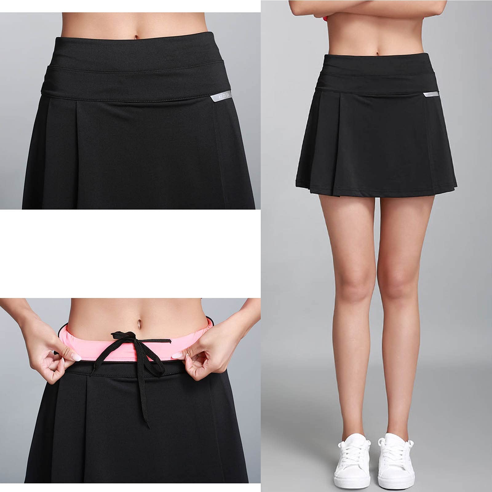 Girls Tennis Skirts with Safety Shorts Quick Dry Badminton Skirt for Women  Tennis Sort Sports Running Shorts for Girls (Color: White, Size: Medium)  (Black XXL) : Amazon.nl: Fashion