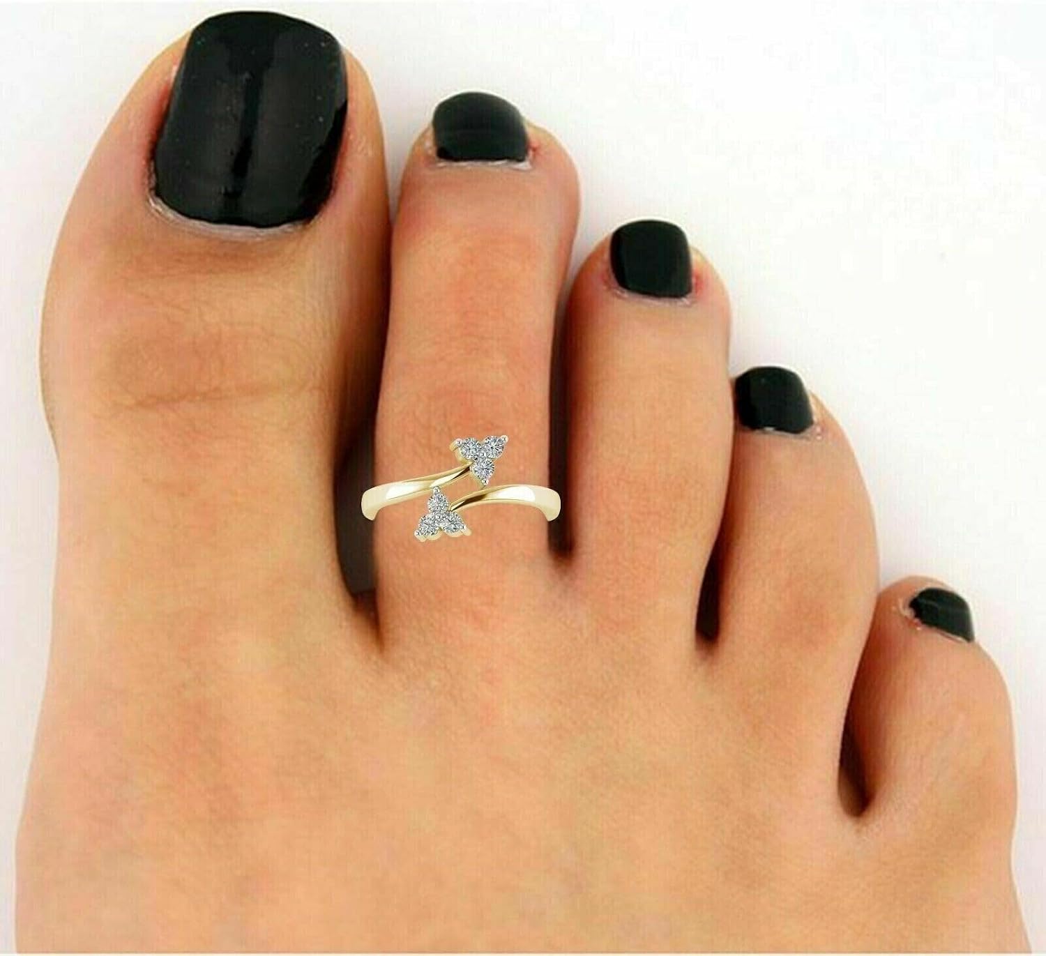 1Ct Simulated Diamond Adjustable Women's Elegant Toe Ring 14K Yellow Gold Plated