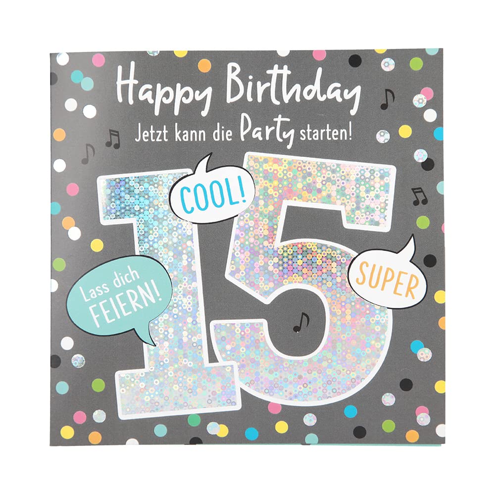 Depesche 11515-025 - Tarjeta de número para 15 cumpleaños con música