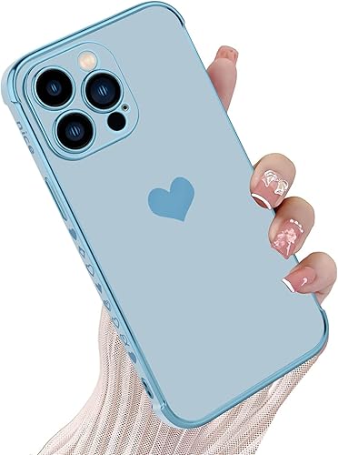 KANGHAR Funda para iPhone 13 Pro Max para mujeres y niñas, borde chapado en forma de corazón de amor, suave TPU con 4 esquinas, protección a prueba