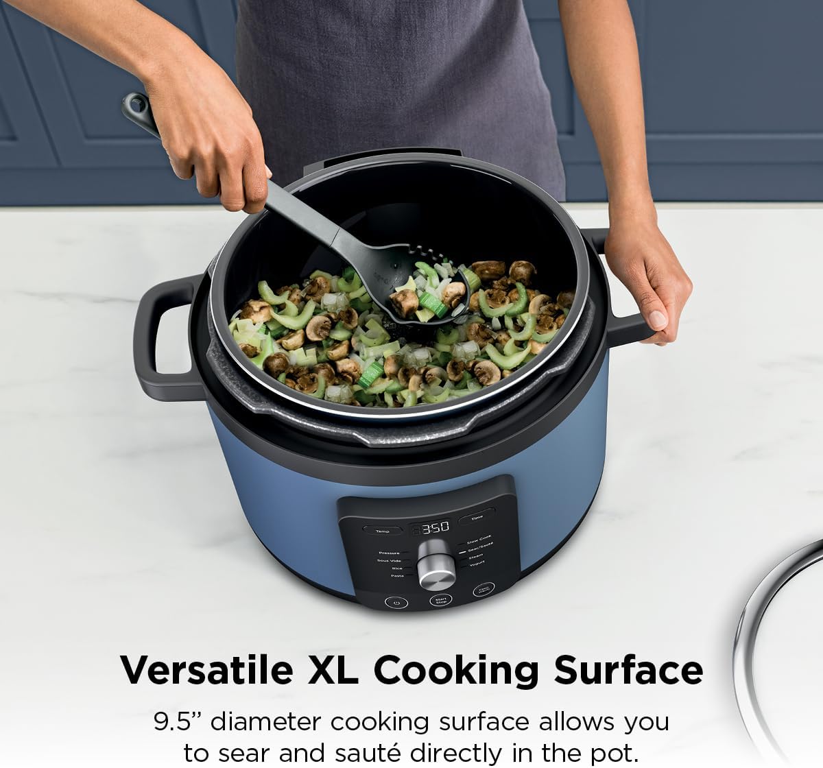 Ninja HyperHeat 9-in-1 6.5-qt Pressure Cooker | Steams, Slow Cooks, Sears, Sautés, Sous Vide, Yogurt & More | With SimpliServe Pot | Powerful 1200-Watt | Blue Macaron | PC201