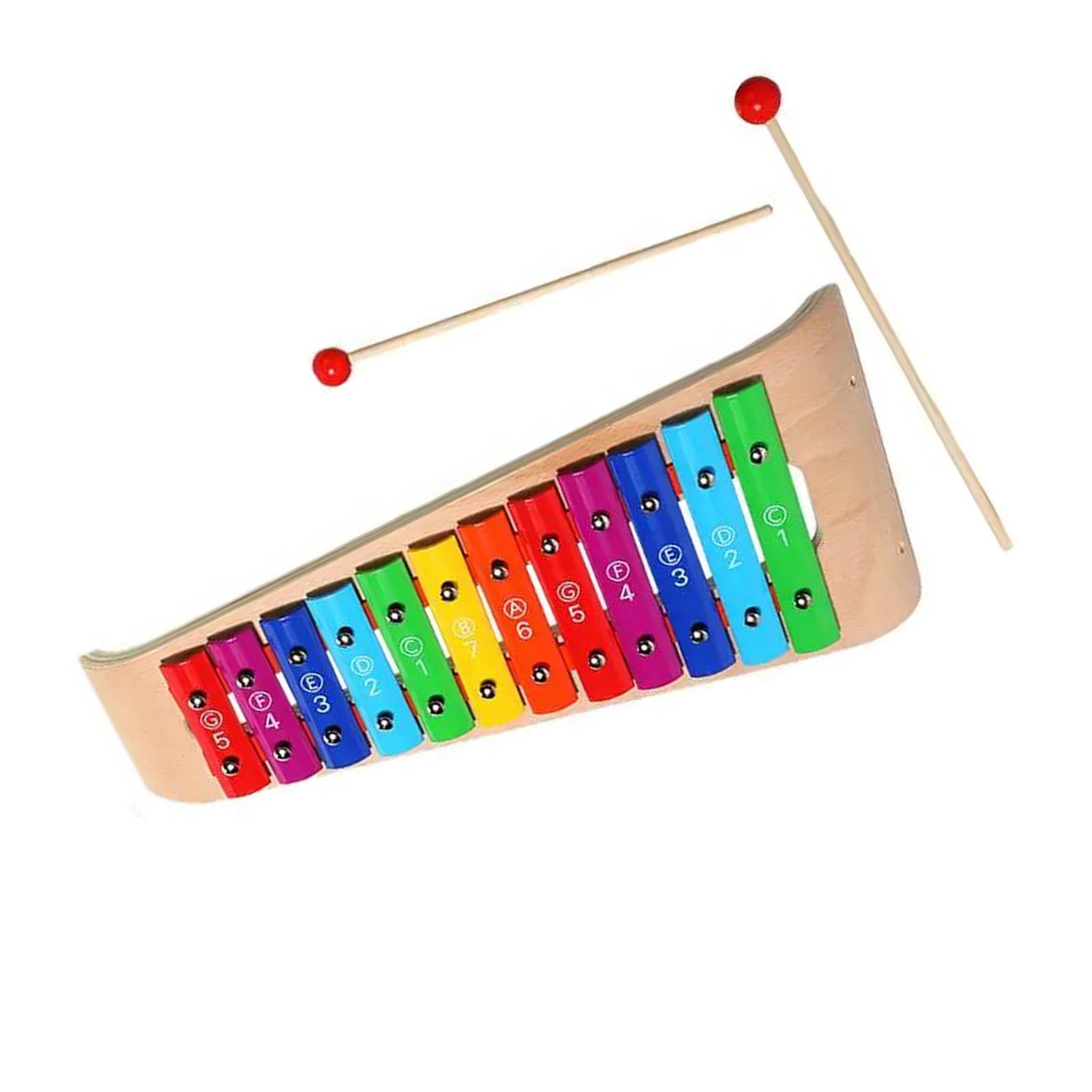 Glockenspiel Strumento Glockenspiel con base in legno, tavola armonica colorata a 12 note con 2 bacchette