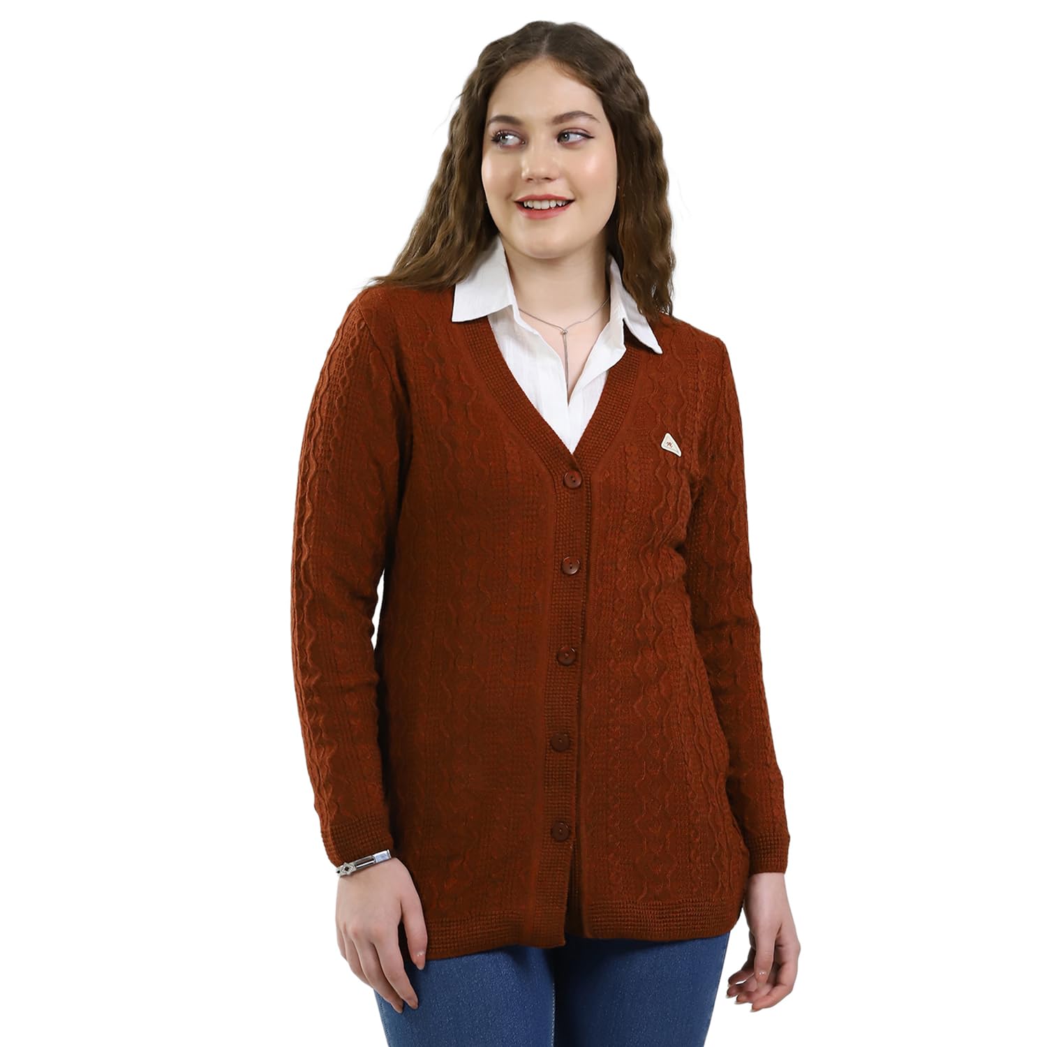 Women's Regular Fit Winter Cardigan | Self Designed V Neck | Full Sleeve Button Closure Stylish Cardigan for Women's-image-42