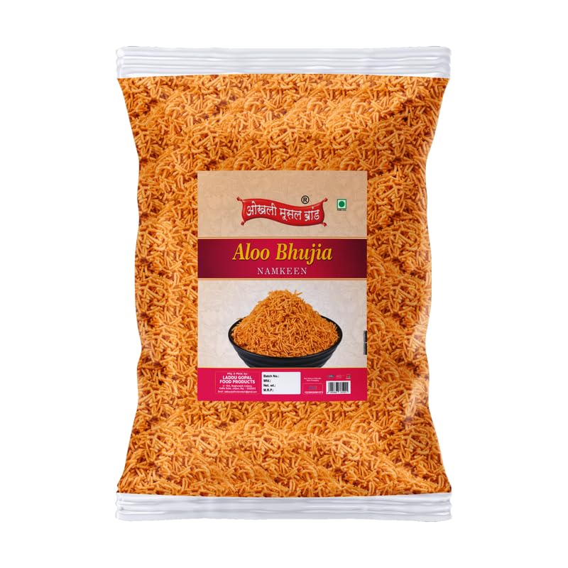 Image of OKHLI MUSAL BRAND Marwar Rajapuri Aloo Bhujiya Bhujia | Aloo bhjiya Bhujia Bhujiya Namkeen Snack | Thakkali Flavour Festive Season Crunchy Snack Alu BHUJIYA BHUJIA Namkeen Savoury Snack-250g*1Pack