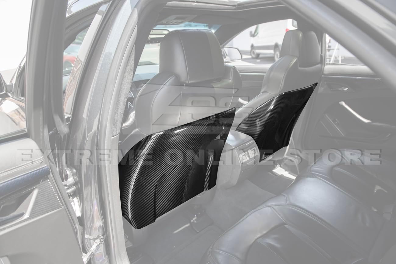 Extreme Online Store Replacement for 2009-2015 Cadillac CTS & CTS-V Models | V Blackwing Package Dry Carbon Fiber Replacement Front Seat Back Cover Trim Pair VENT-960-BKCF
