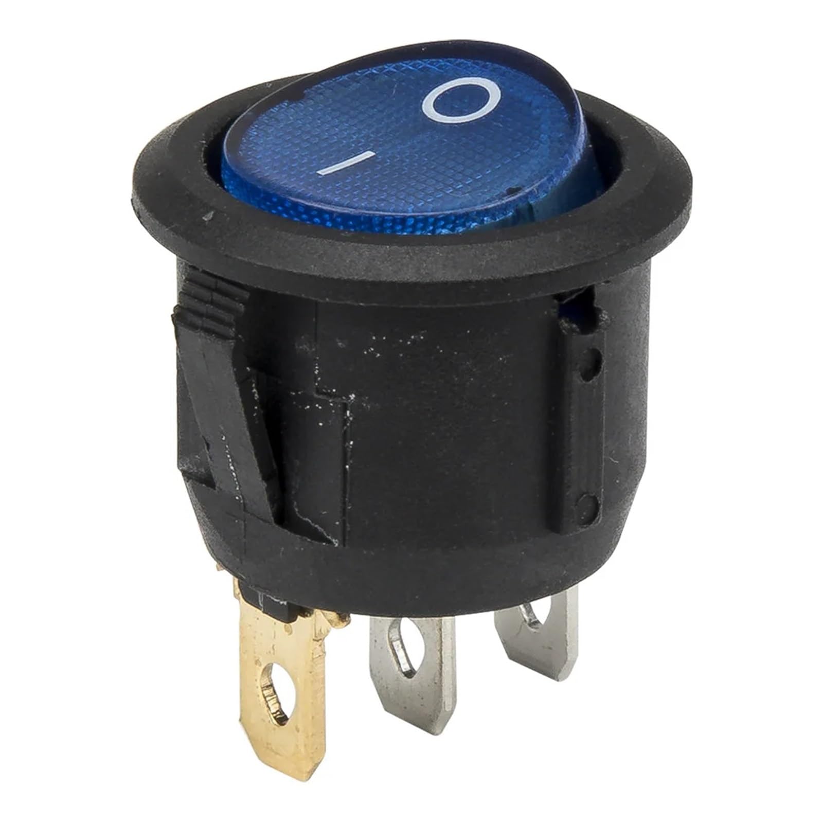 3-pinowy okrągły przełącznik kołyskowy ze światłem, średnica 20 mm, 220 V, 12 V, KCD1-102N-5, 100 sztuk/zestaw (niebieski, 12 V LED kolor ray)