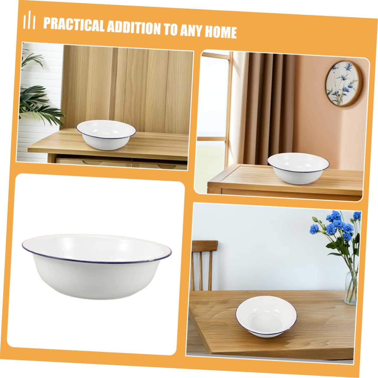 ABOOFAN Bassin Grosse Capacité pour Vintage pour Bain de Pieds Facile à Nettoyer Usage Multifonctionnel en Émail Blanc et Trempage des Pieds Lavage Visage