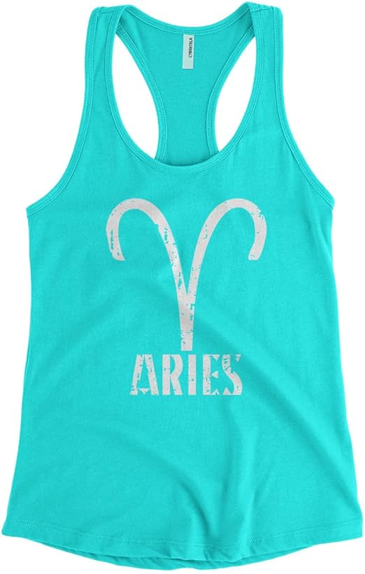 Women's Distressed Aries Zodiac Sign Horoscope Racerback Tank Top