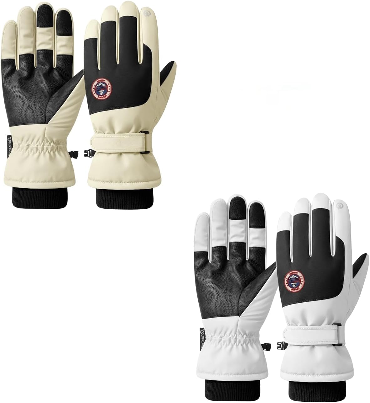 2 Pair Waterproof Ski Snow Gloves for Men Women & Youth Winter Warm Gloves for Skiing, Snowboarding, Snowmobile, Ice Scraping, Touch Screen Hand Warming Gloves Cold Weather Ski Trip Essentials
