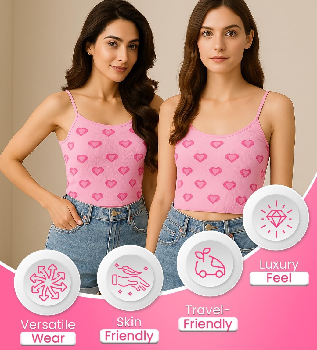 Womens Sleeveless Tank Top in Pink Color XLarge Size | Fall Tops for Women with Hot Pink Heart Pattern | Front Scoop Neck Tank for Casual Wear, Travel, Brunch & More - Image 3