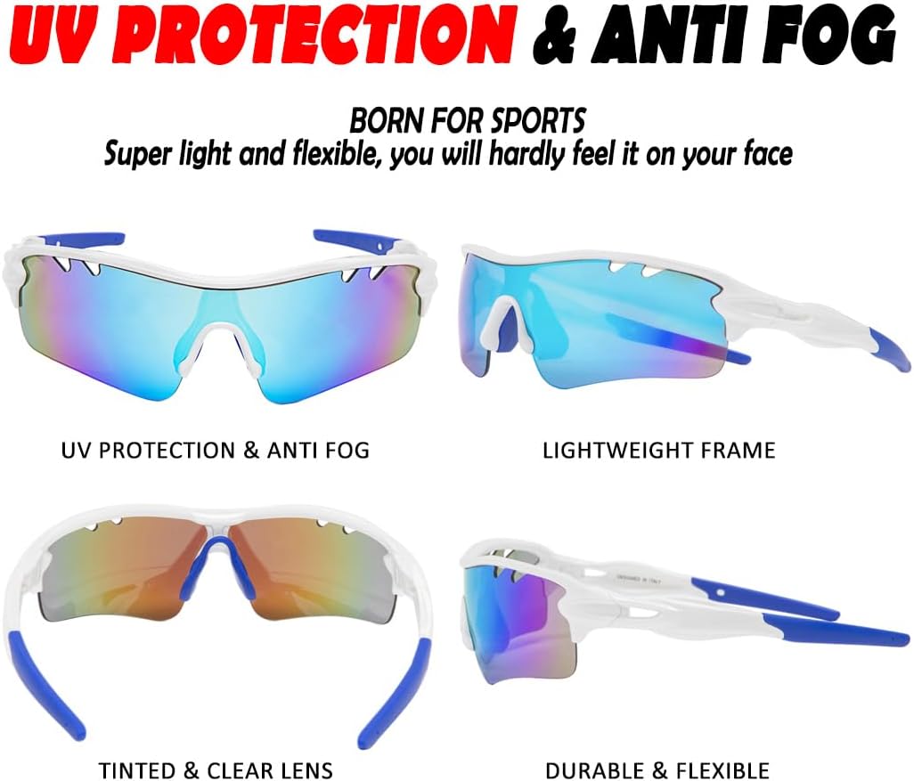 ITSCOOL Polarized Sports Sunglasses with 5 Interchangeable Lenses for Men Women Softball Baseball Running Cycling Glasses - Image 4