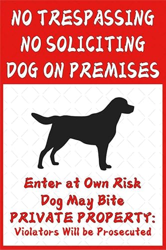 Beware Of Dog Sign No Trespassing Sign No Soliciting Dog On Premises �|�X�^�[ ���B���e�[�W �x�� ���^�� �u���L�Ŕ� Do Not Enter Decor For Fence Yard 