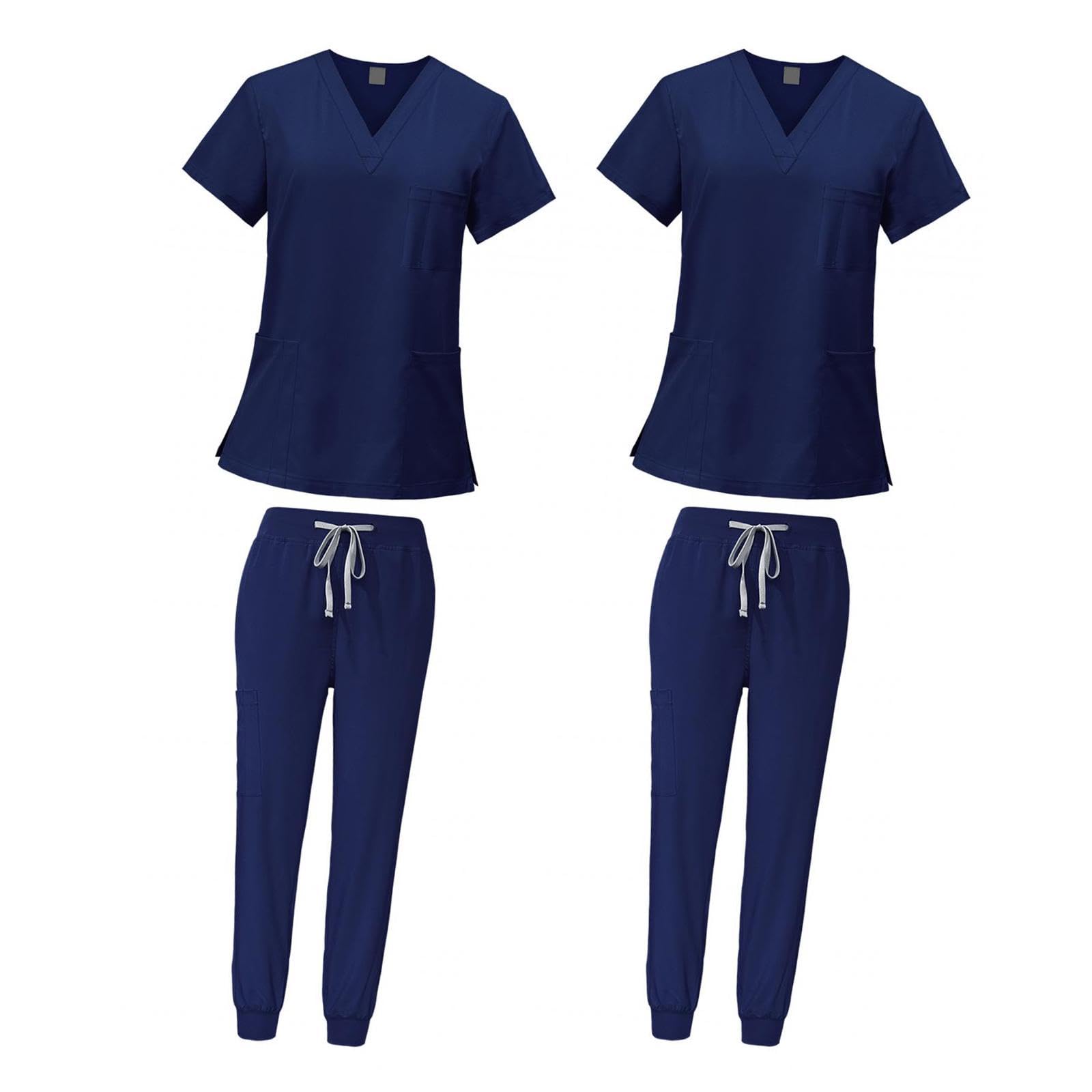 Baoblaze Dúo de Ropa Médica para Mujeres, Top Y Pantalón con Escote en V