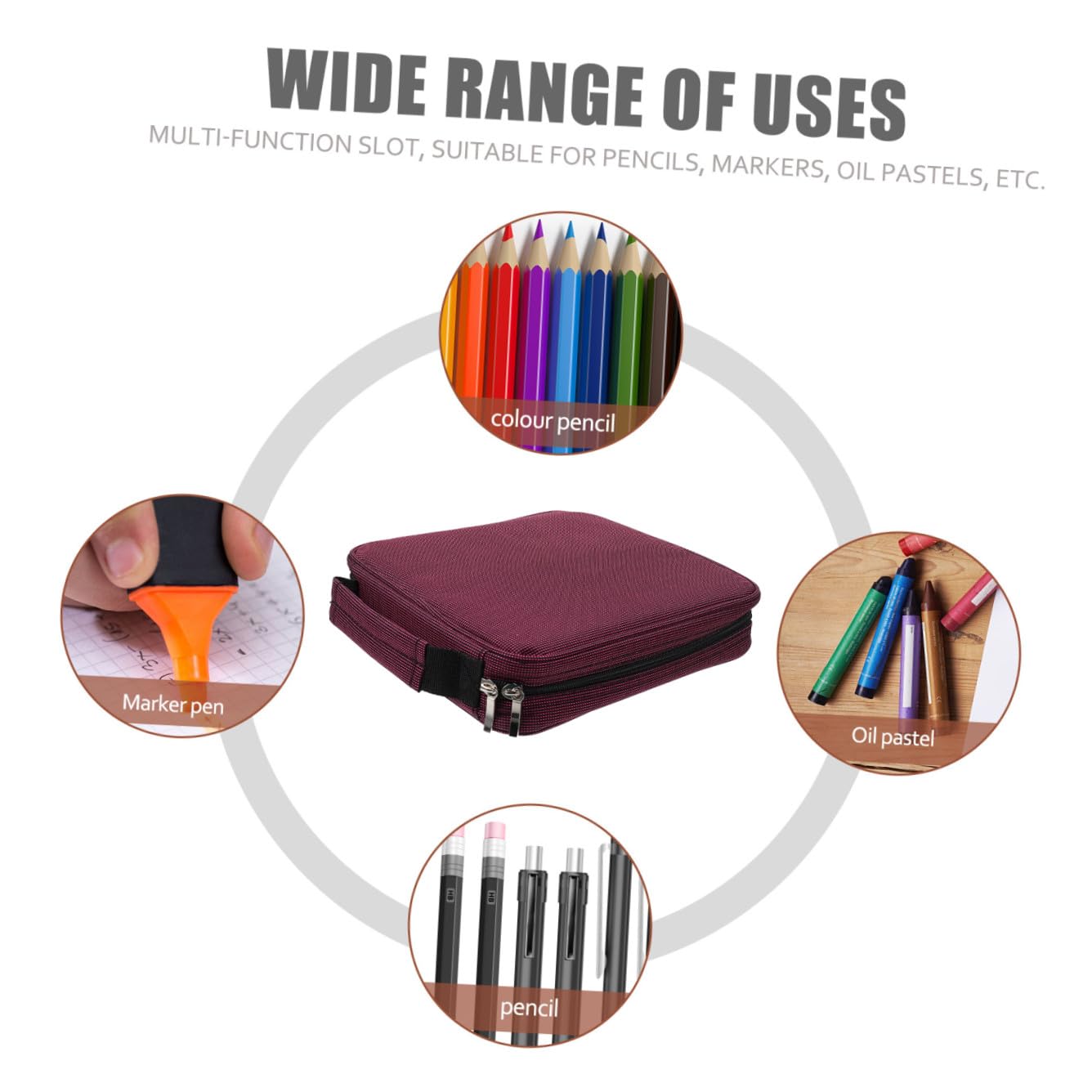 Holibanna 1Pezzi Sacchetto Portatile Astuccio Multifunzionale Per Cancelleria Con Cerniera Design Spazioso e Maniglia Per Facile Trasporto Per Scuola e Arte