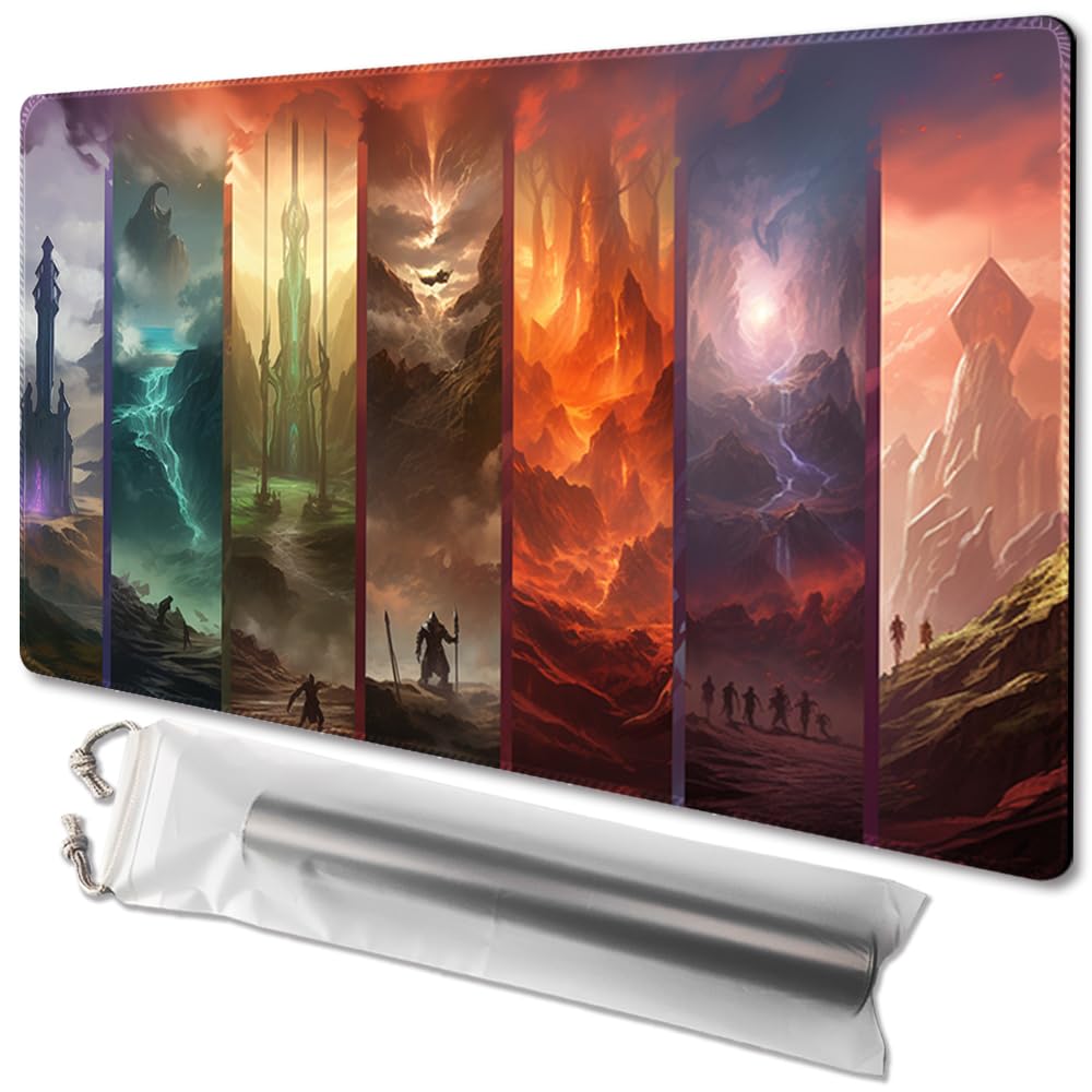 MTG Playmat Size 24x14in Free Storage Bags Non-Slip Backing Printing, Ideal for Card Game Enthusiasts TCG Playmat (No with Zone,Secret of The Castle)