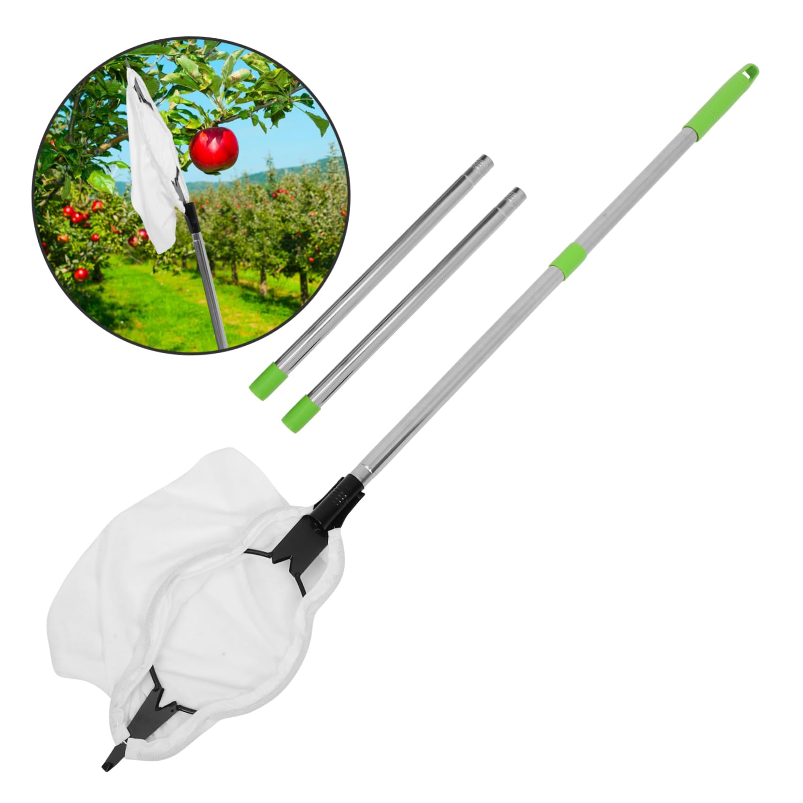 iplusmile 1juego Recolector De Frutas Extensible Cesta Padded Herramienta De Recolección De Manzanas y Varilla Ajustable De Árboles Frutales