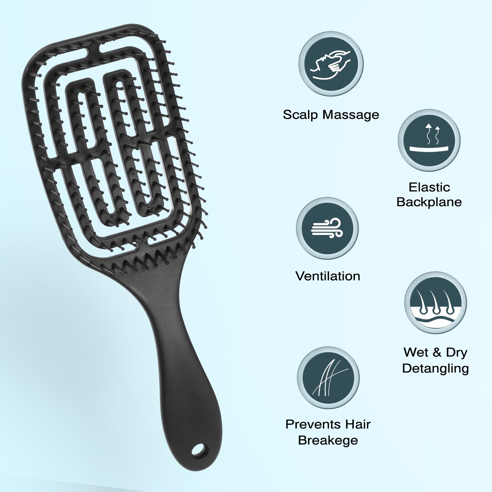 Brencco Detangle Hair Brush, Hairbrush Professional Curved Ventilation, Hair Brush for Straight Curly & Wet Hair - Image 4