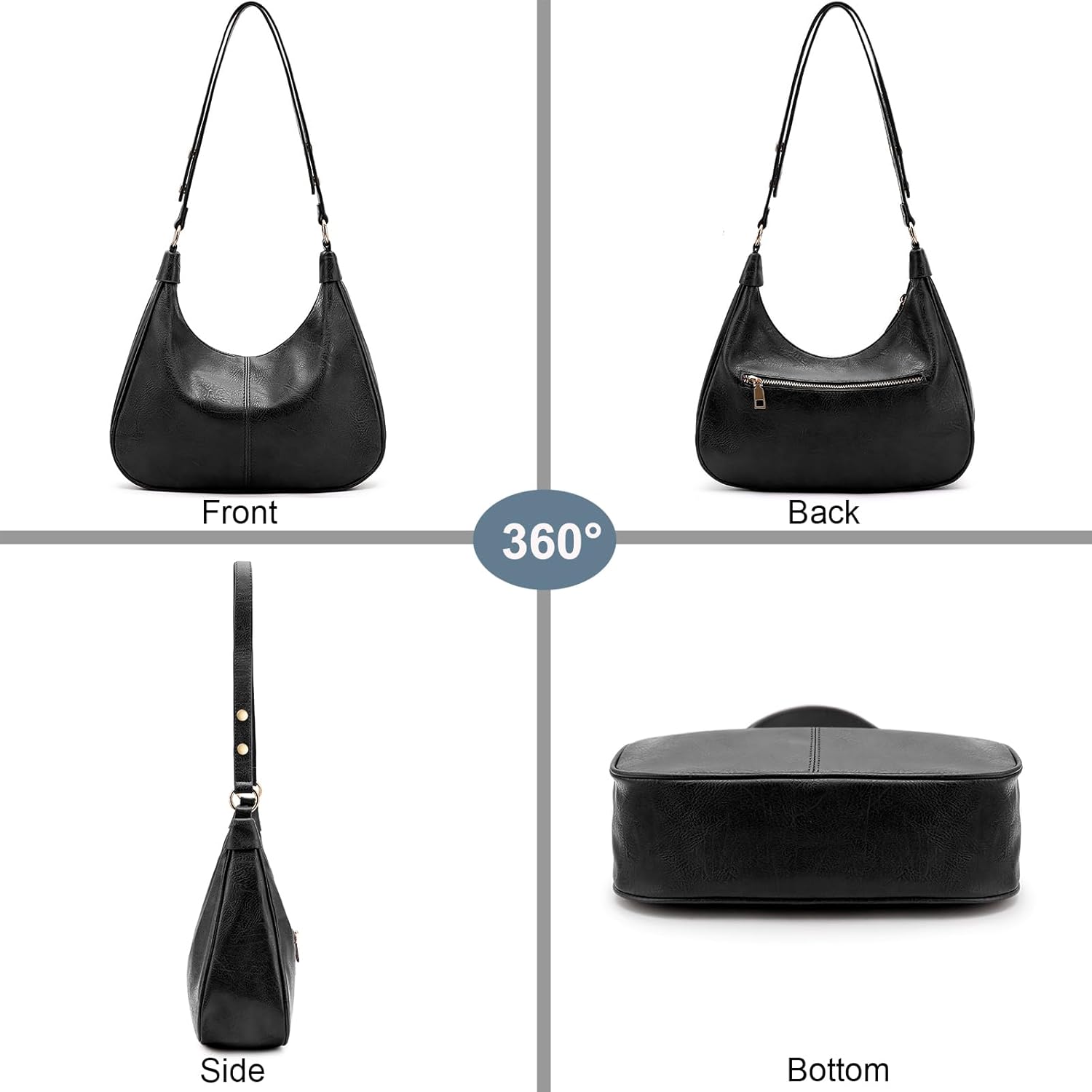 NIUEIMEE ZHOU Shoulder Bag for Women Ultra Soft Foldable Vegan Leather Crossbody Bags Tote Hobo HandBag Underarm Purses - Image 3