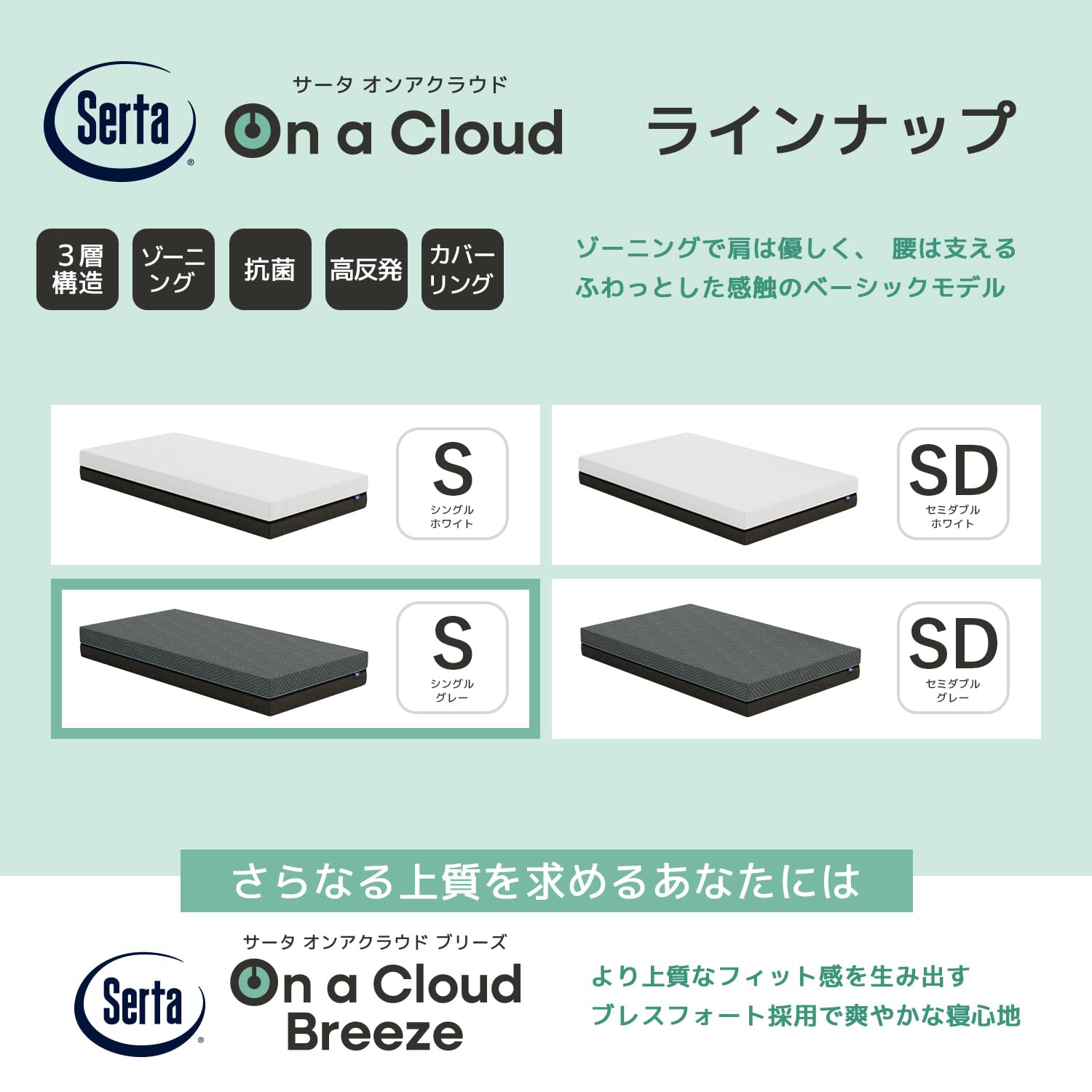 Amazon.co.jp: Serta（サータ）【 Serta On a Cloud 】 マットレス