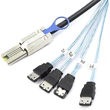 Mini SAS HD SFF-8088 26P to 4eSATA 7P Female External Server Hard Drive Cable, 28AWG 6G High-Speed Copper Wire Harness 0.5M/19.68in
