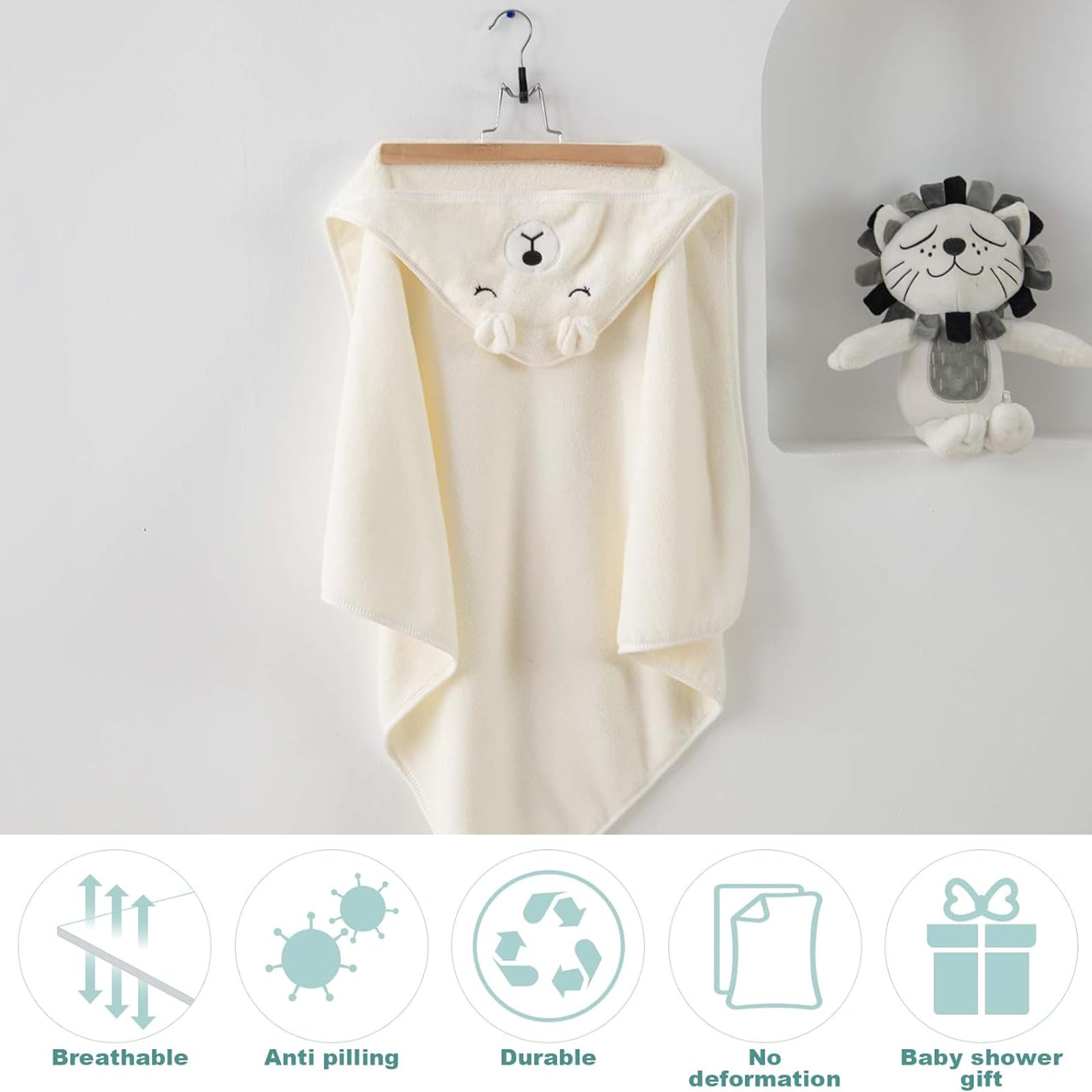 Serviette Capuche Bébé Cape De Bain Bébé Lot De 3 - 80x80cm Capuche Animale | Ultra Absorbante Cape De Bain Pour Bébé