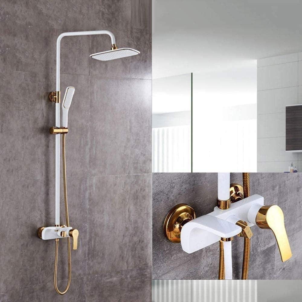 Système de douche or blanc et robinets en bronze pour une robinetterie de douche luxueuse