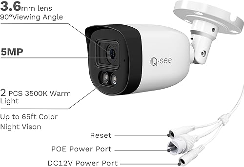 Miniatura 8 de Sistema de cámara de seguridad de 5 MP, detección de humanos y vehículos, visión nocturna a color, NVR de 8 canales con cable con 4 cámaras IP PoE,