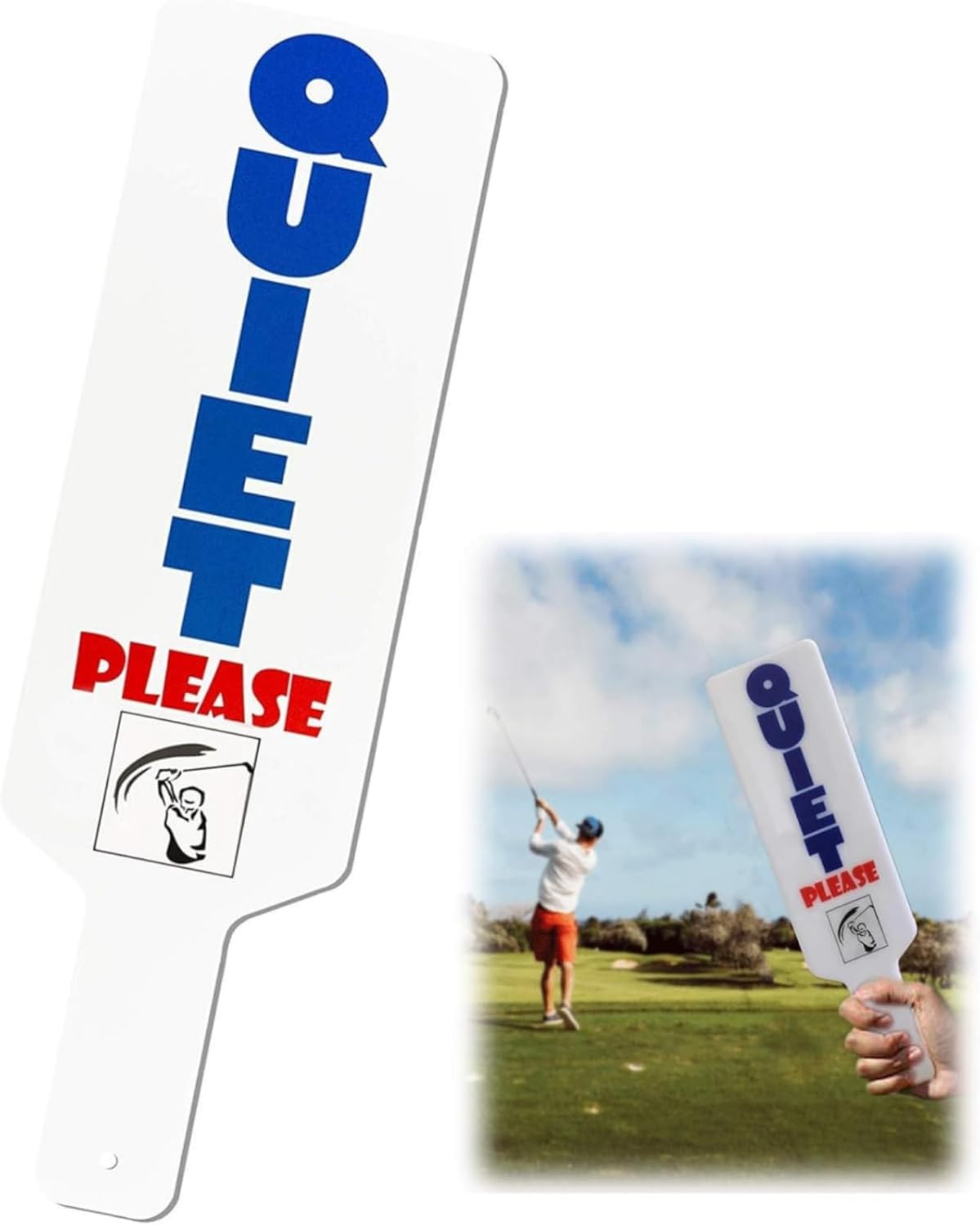 FINGER TEN Golf Quiet Sign Funny Gifts Cool Golfing Gag Tools for Men Dad Golfers Present Perfect Golf Accessories Signs Joking with Friends for Fathers Day Birthday Christmas