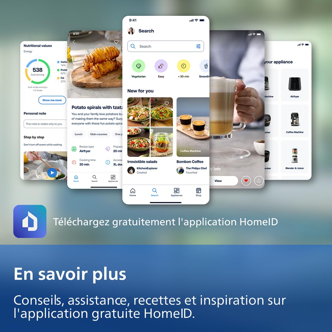 Philips Airfryer Série 3000 - Air Fryer Double Panier, 9L, Technologie RapidAir, jusqu'à 90% de matières grasses en moins, Economies d'énergie, Application HomeID, coloris Blanc (NA353/10)