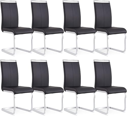 Miniatura 25 de Baysitone Juego de 4 sillas de comedor modernas, sillas laterales para cocina, con respaldo alto acolchado de piel sintética, para habitación, Gris