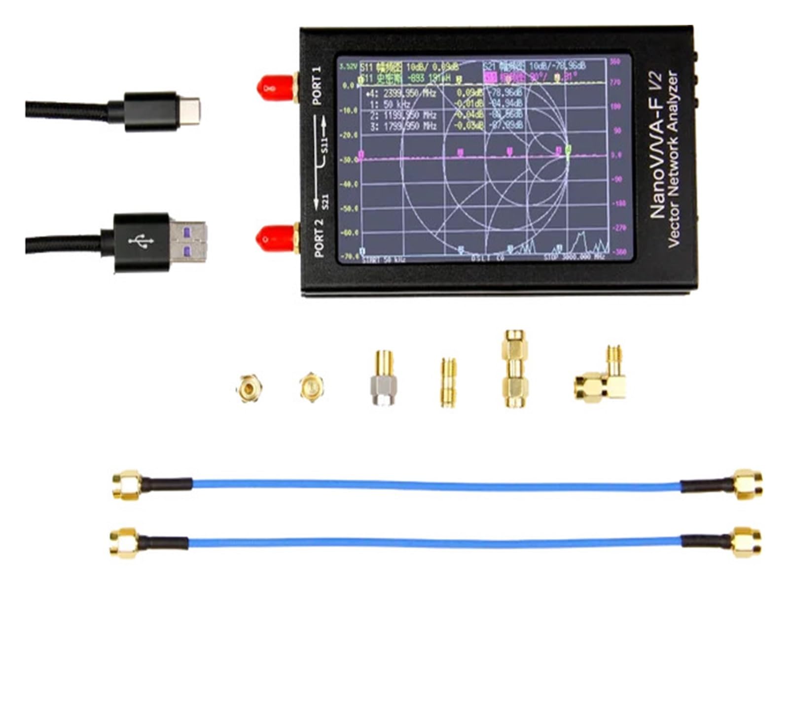 V2 Vector Network Analyzer 4.3-inch VNA Handheld Antenna RF Tester Vector Netwrok Analyze WIFI(NanoVNA F V2)