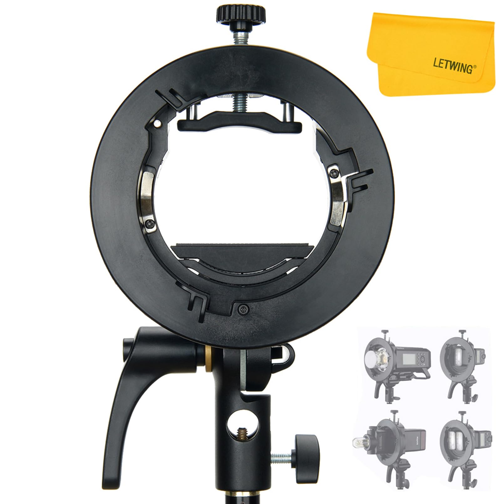 Godox S2 Bowens Support de Flash pour Godox AD200ProII AD400Pro AD300Pro AD300ProII, V1 V1Pro V100 Série, V860II, V860III, TT685II, TT350, TT600, Grande Poignée, Contrôle Précis de l'inclinaison