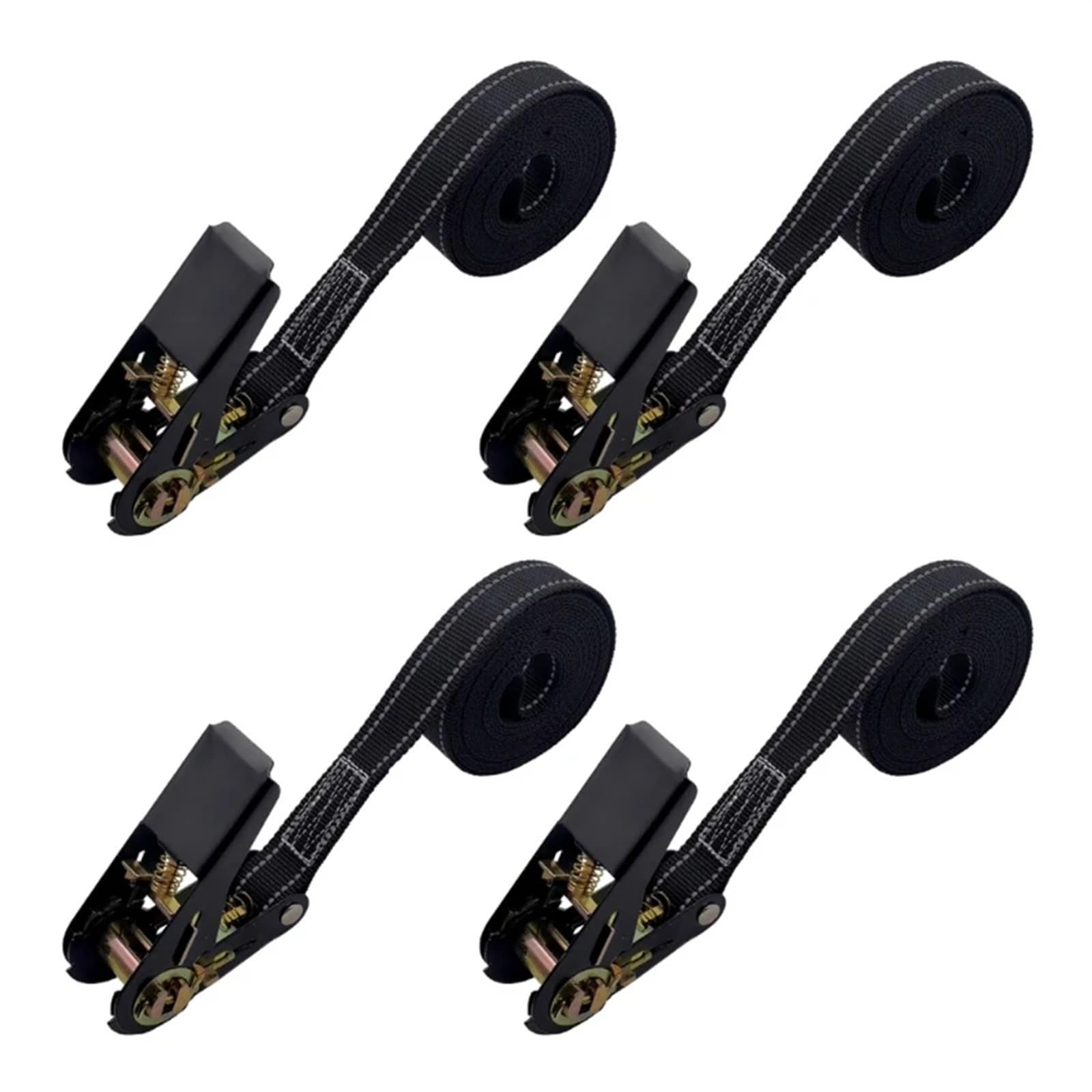 Cinchas De Amarre Correas de trinquete Reflectantes con Correa Amarre 800kg for Camiones y Barcos Negros(Black 6 Meters)