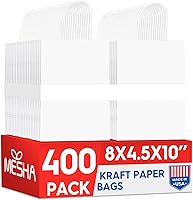 Vista 18 de Bolsas de papel kraft Mesha 5.25 x 3.75 x 8 pulgadas marrones pequeñas con asas a granel, paquete de 300 para pequeñas empresas, recuerdos