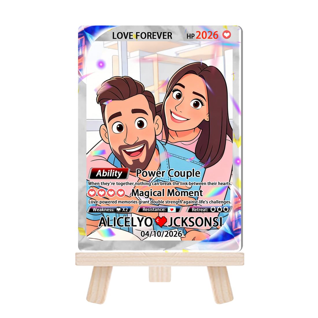 Personalised Love Forever Cartoon Couple Anniversary Card Custom Name Photo Funny Card Gift For Husband Wife Couples Valentine Birthday Anniversary (S 10)