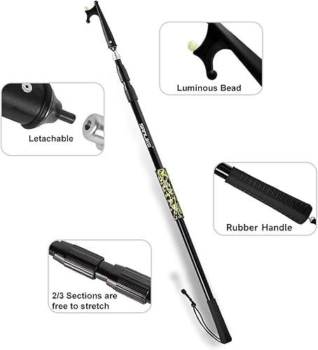 Miniatura 35 de SAN LIKE Gancho telescópico para barco, flotante, duradero, resistente al óxido con cuentas luminosas, poste de empuje para acoplar azul, negro