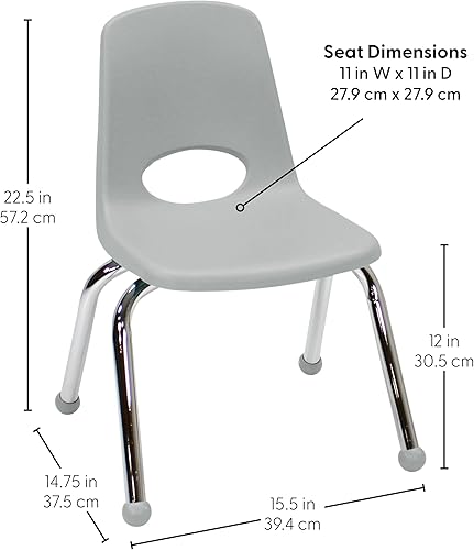 Miniatura 523 de Factory Direct Partners 10355-BL Silla escolar apilable de 10 pulgadas, asiento apilable para estudiantes con patas de acero cromado y rodamientos
