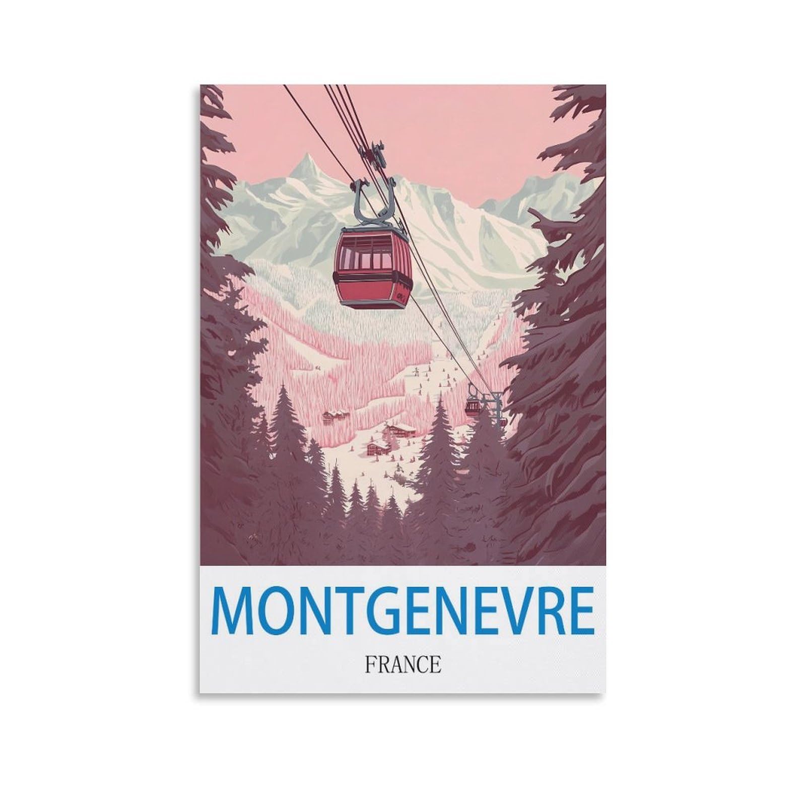 CTZIKWW Montgenevre France Vintage Travel Poster 12x18inch(30x45cm) Canvas Art Prints Picture Wall Art Painting