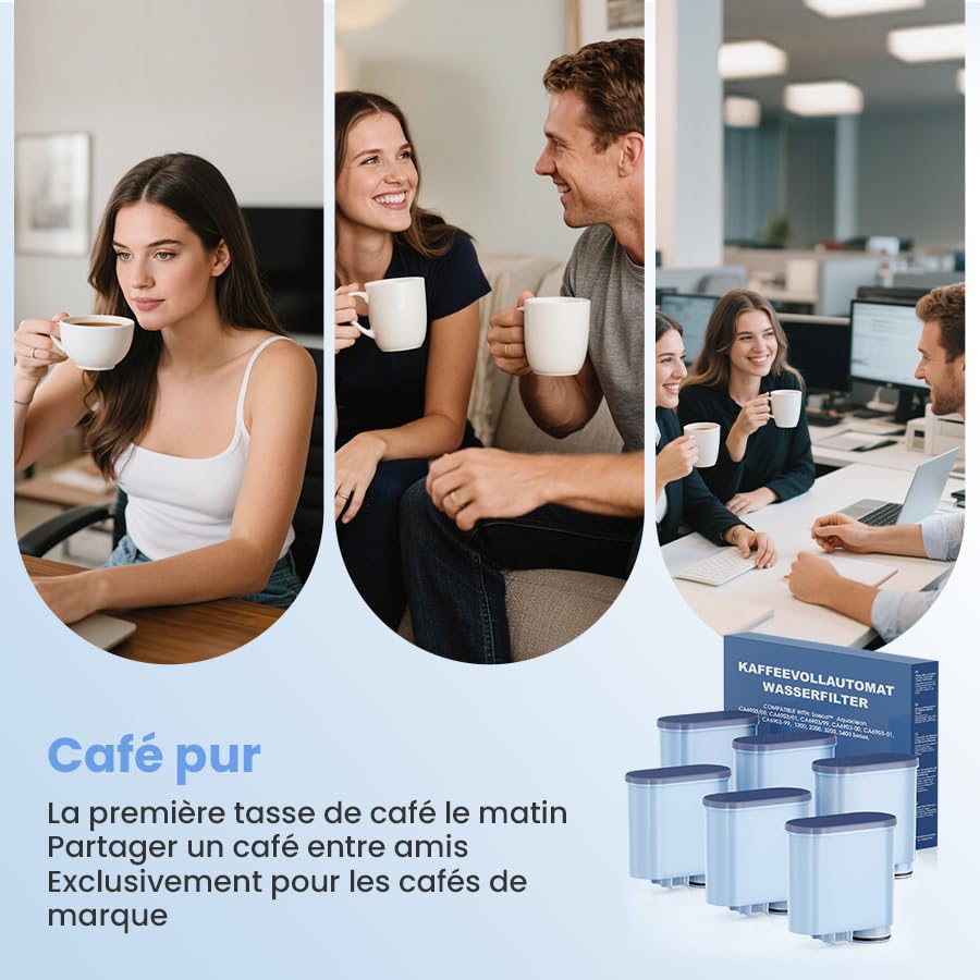 Mutital Pack de 4 filtres à eau pour cafetière compatible avec Philips AquaClean, filtre pour machine à expresso 3200, adapté aux cafetières automatiques, filtre anti-calcaire dédié (CA6903)