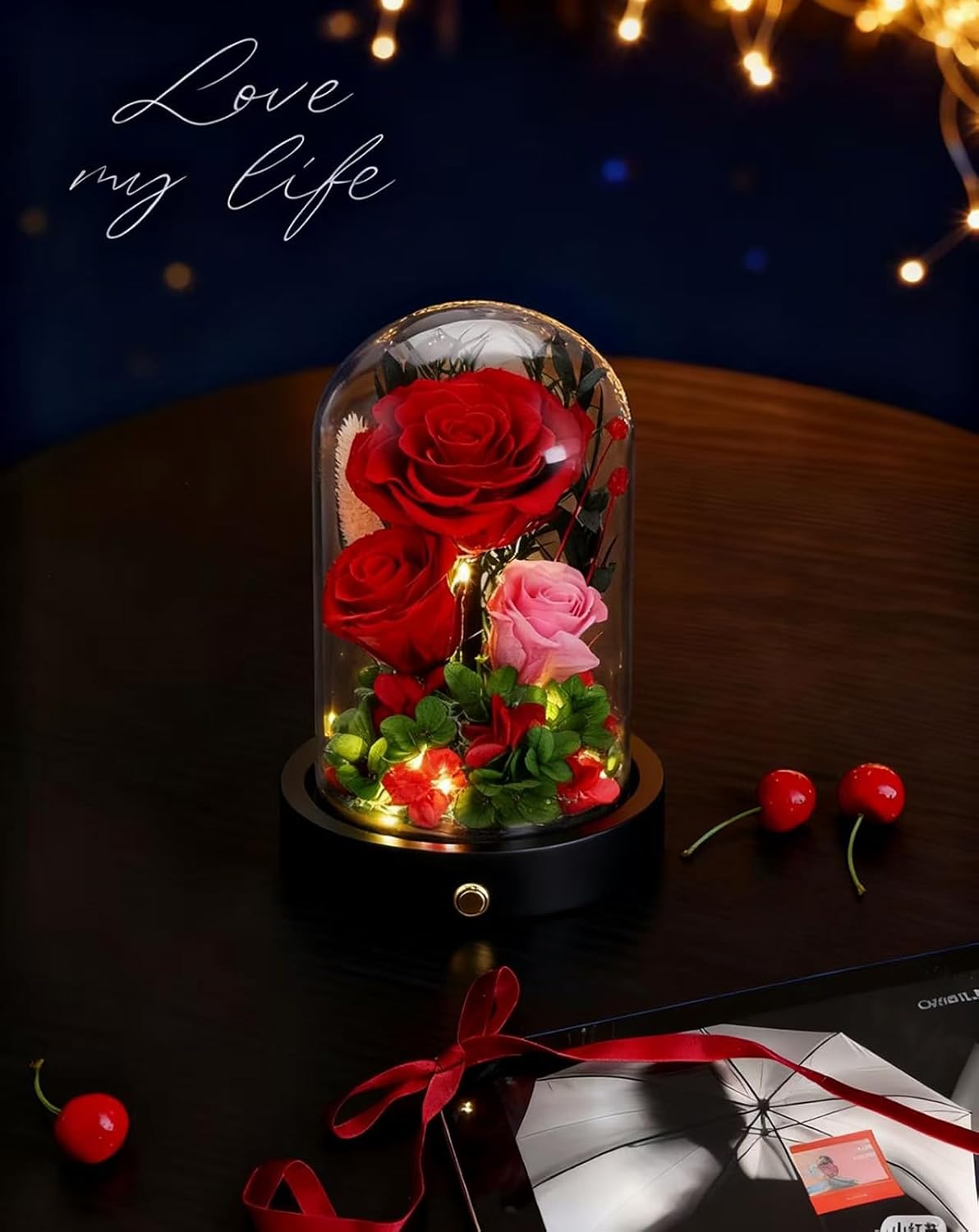 Red Roses Gifts for Women,Preserved Roses in Glass Dome, Forever Flowers for Delivery, Eternal Flower Mothers Day Anniversary Birthday Valentines Day Gifts for Wife Her Mom - Image 5
