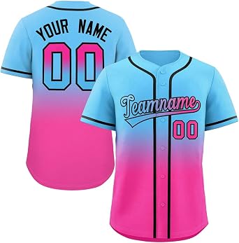 Custom Men Women Youth Baseball Jersey Gradient Button Down Shirts Stitched or Printed Name Number