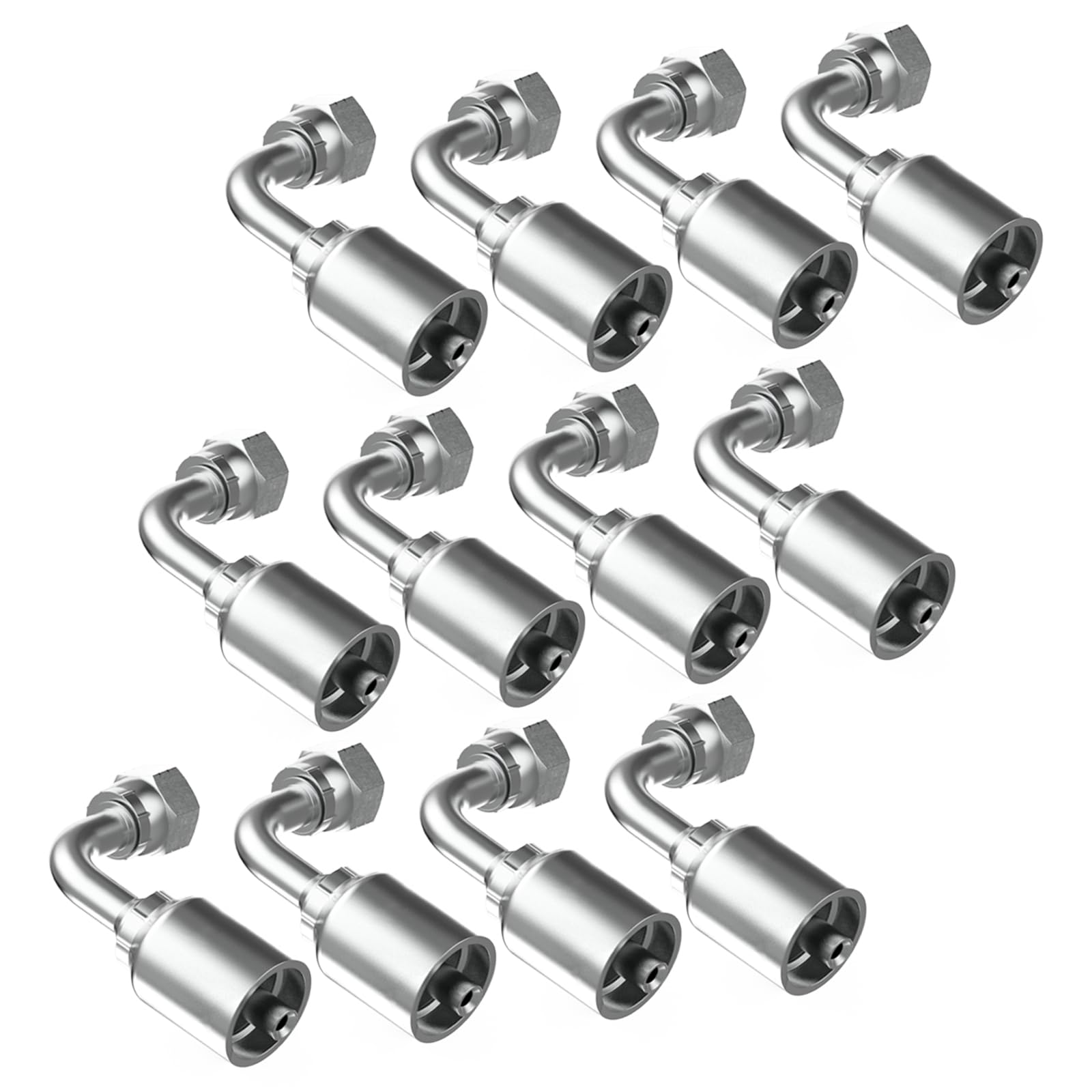 36PCS Hydraulic Hose Fittings 1/4" NPTF Male & JIC 37° Female & Male & Female 90° Elbow, Hydraulic Hose Crimp Fitting Ends for Air Hose Repair Kit - 4