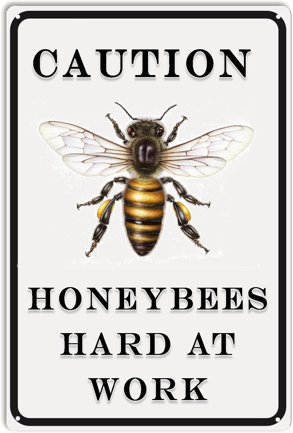 SMAZDFXX Caution Honeybees Hard At Work Vintage Metal Sign Garden Yard Sign Retro Tin Sign for Home Decor Room Door Accessories Wall Art Poster 5.5"x8"