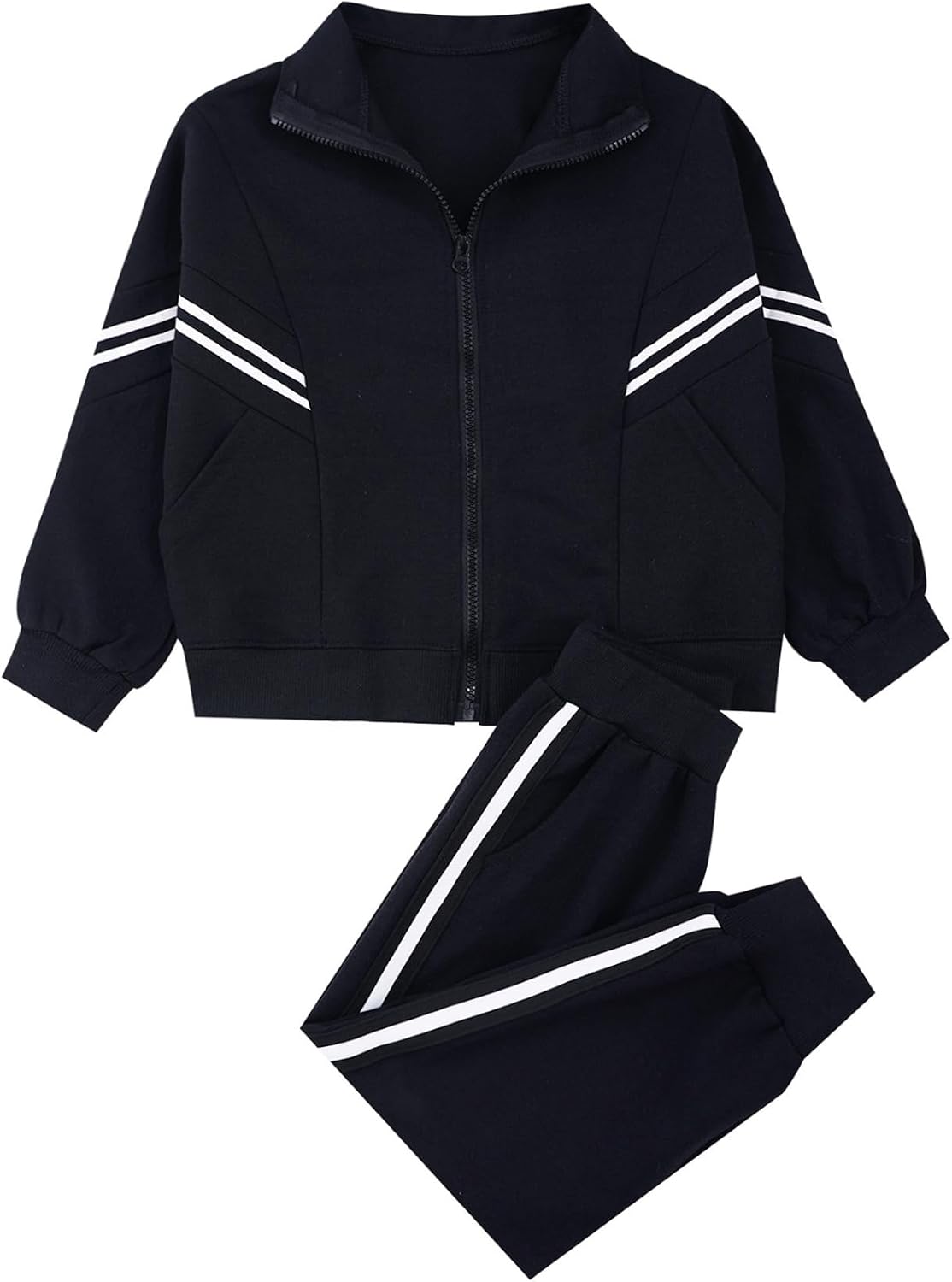Linjinx Kids Boys Full Zip Jacket Shirt Sweatshirt and Athletic Jogger Pants Set Sweatsuit Tracksuit