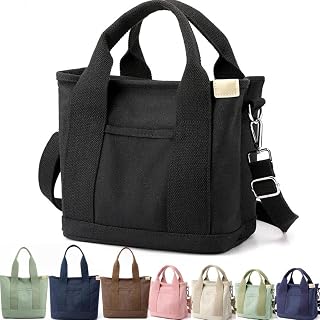 Crossbody Canvas Tote Satchel Bag for Women Shoulder Bag Multi-pockets Zipper Purse Handbag,Hobo Bag,Everyday Bag