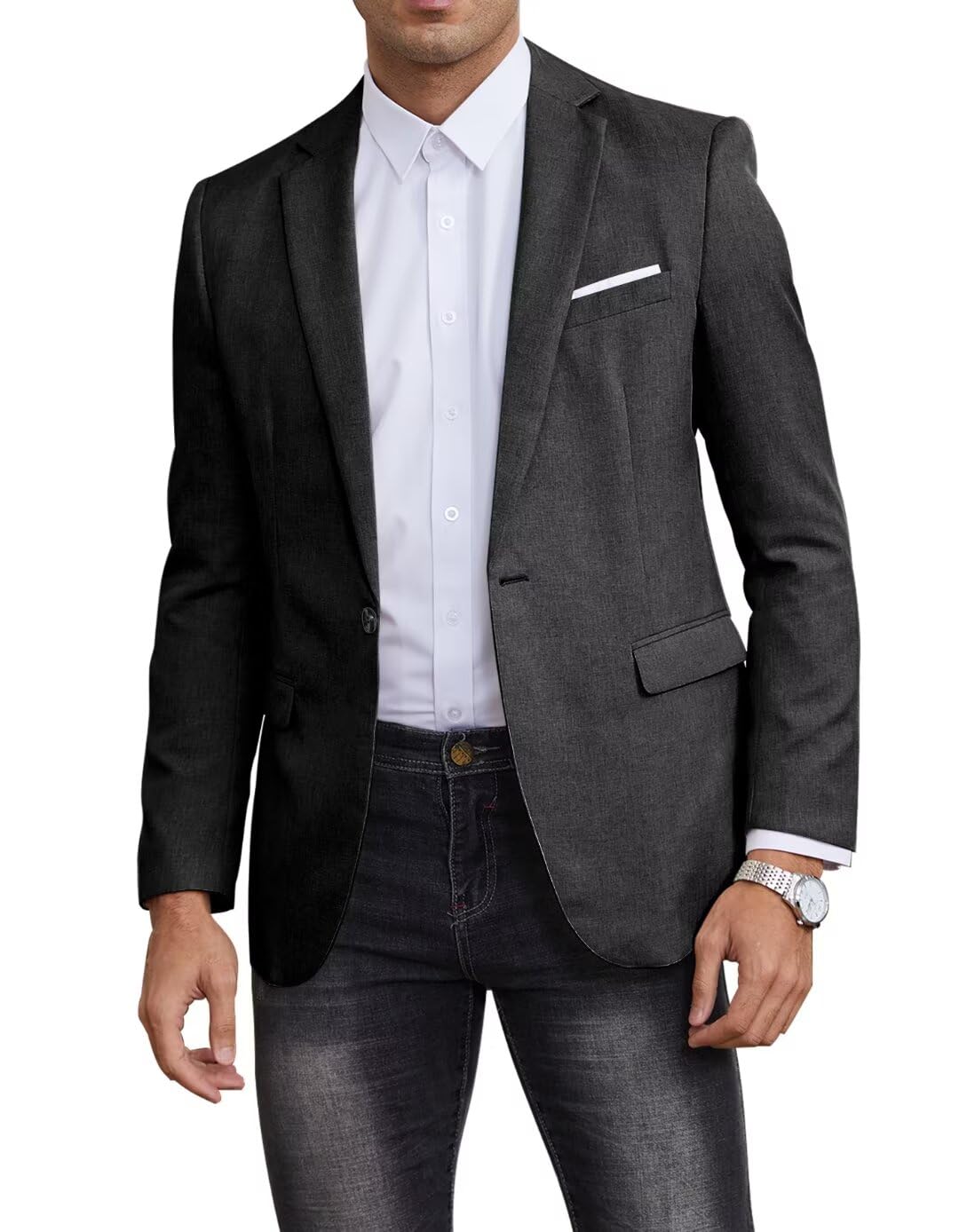 EMERAIDVLN Mens Western Blazer Slim Fit Casual Lightweight Suit Jacket, Linen Texture Sport Coat with One Button