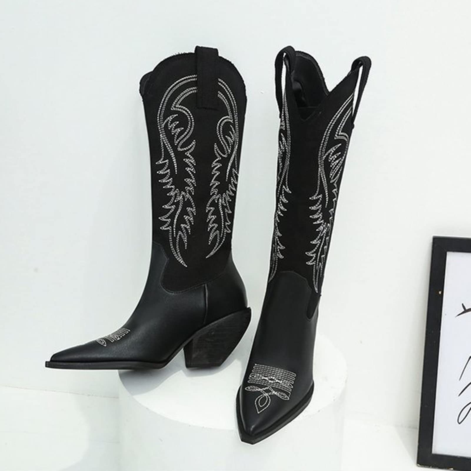 Amazon.co.jp: 女性用カウボーイブーツ、モダンレトロレディース