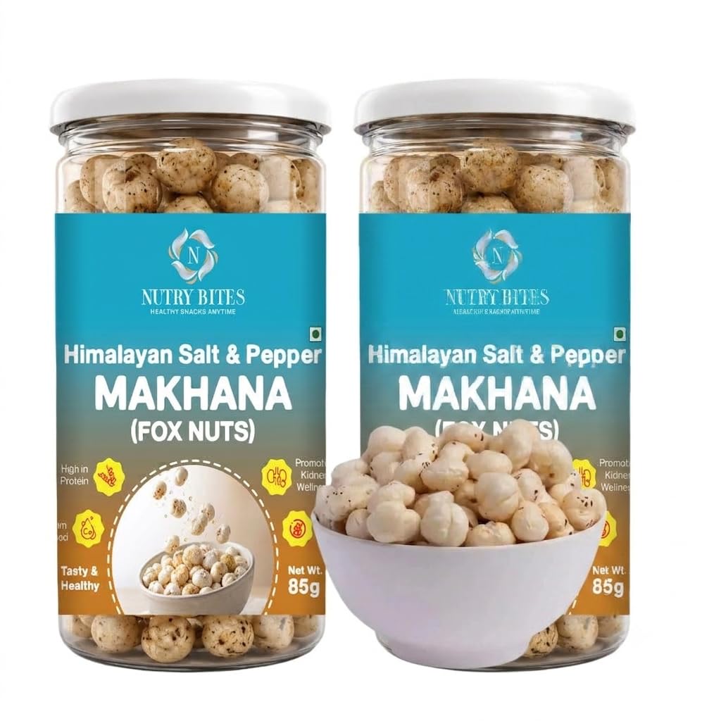 Nutry Bites Flavour Makhana (Fox Nuts) 85g Roasted & Flavored Lotus Seeds Snack High Protein Calcium Rich Gluten-Free Low Fat Crunchy Healthy Snack for Kids & Adults Ready to Eat (1, himalayan salt, Pack of 2)-image-39