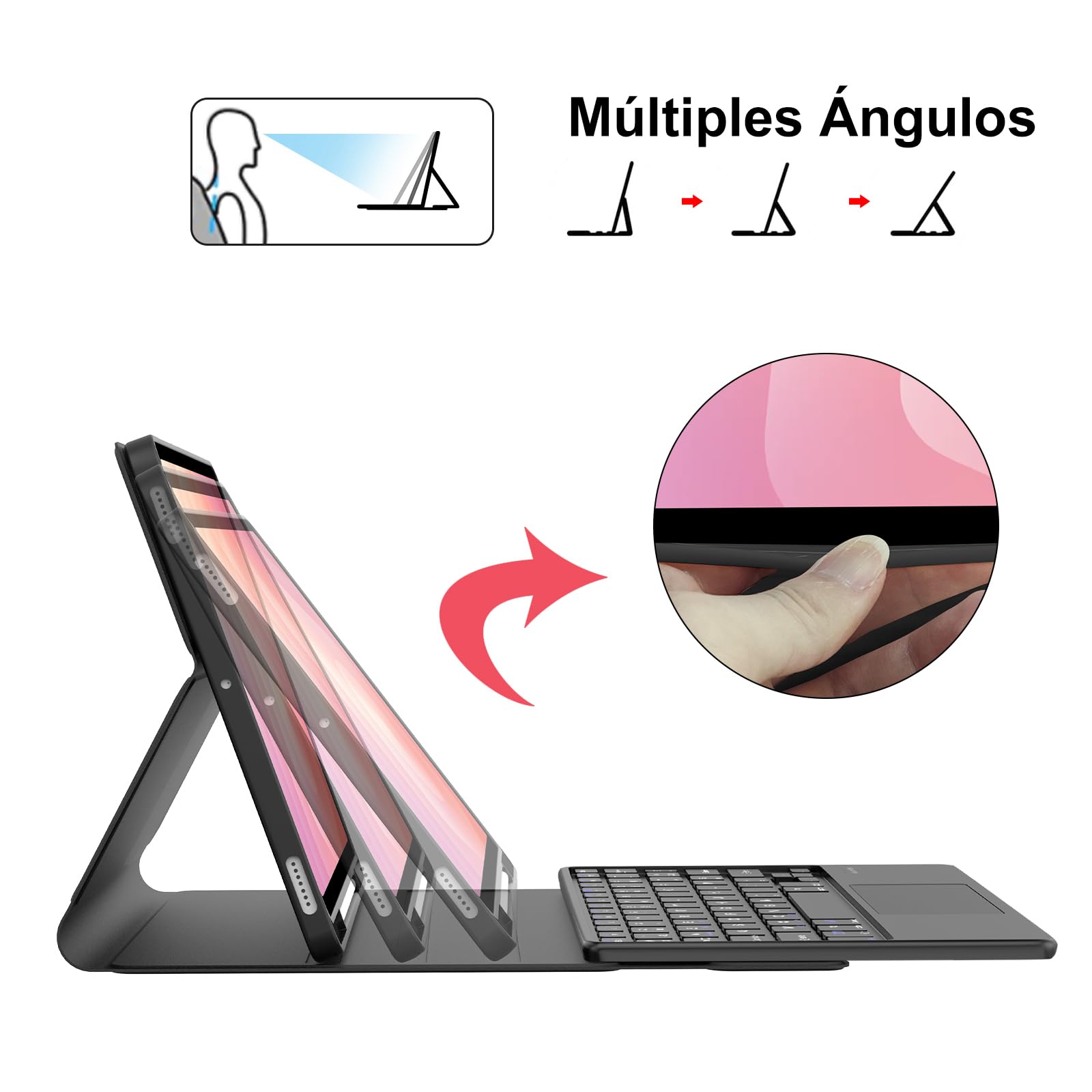 Funda Teclado para Samsung Galaxy Tab S11 11 Pulgadas con Trackpad, Español Ñ Teclado Bluetooth Inalámbrico con Funda Delgado y Portalápices para Tableta Samsung Galaxy Tab S11 11" 2025-Negro