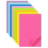(8 Pads) Lined Sticky Notes 4x6 in Post, 8 Colors Self Sticky Notes Pad Its, Bright Post Stickies Colorful Big Rectangular Sticky Notes for Office, Home, School, Meeting, 40 Sheets/pad